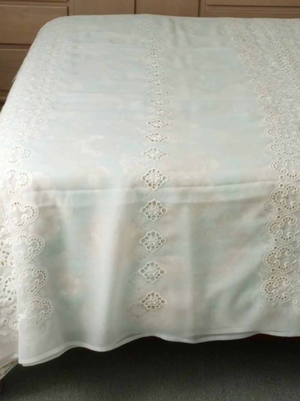 Ivory-White Lace Eyelet 167" Wide / 83" Long Sheer Curtain Panel - Picture 7 of 13